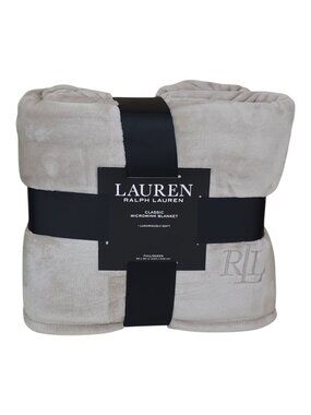 Lauren Ralph Lauren Classic Micromink Blanket Queen Luxuriously Soft Beige 90x90